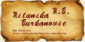 Milunika Burkanović vizit kartica
